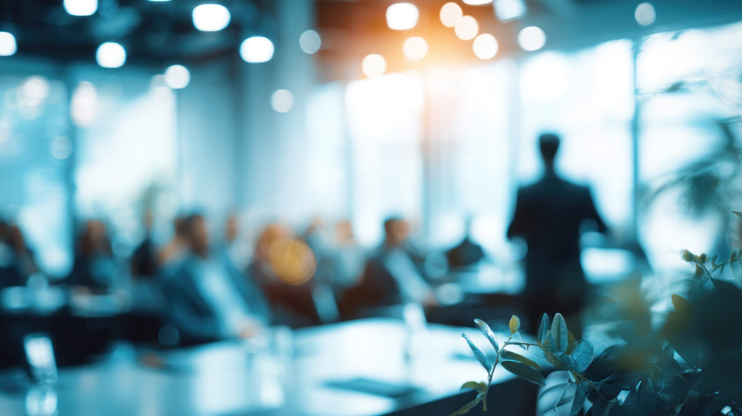 Unscharfe Business-Veranstaltung mit Vortragssituation